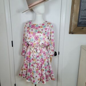 Hayden Los Angeles Pink Fit & Flare Spring Floral Dress Size Small